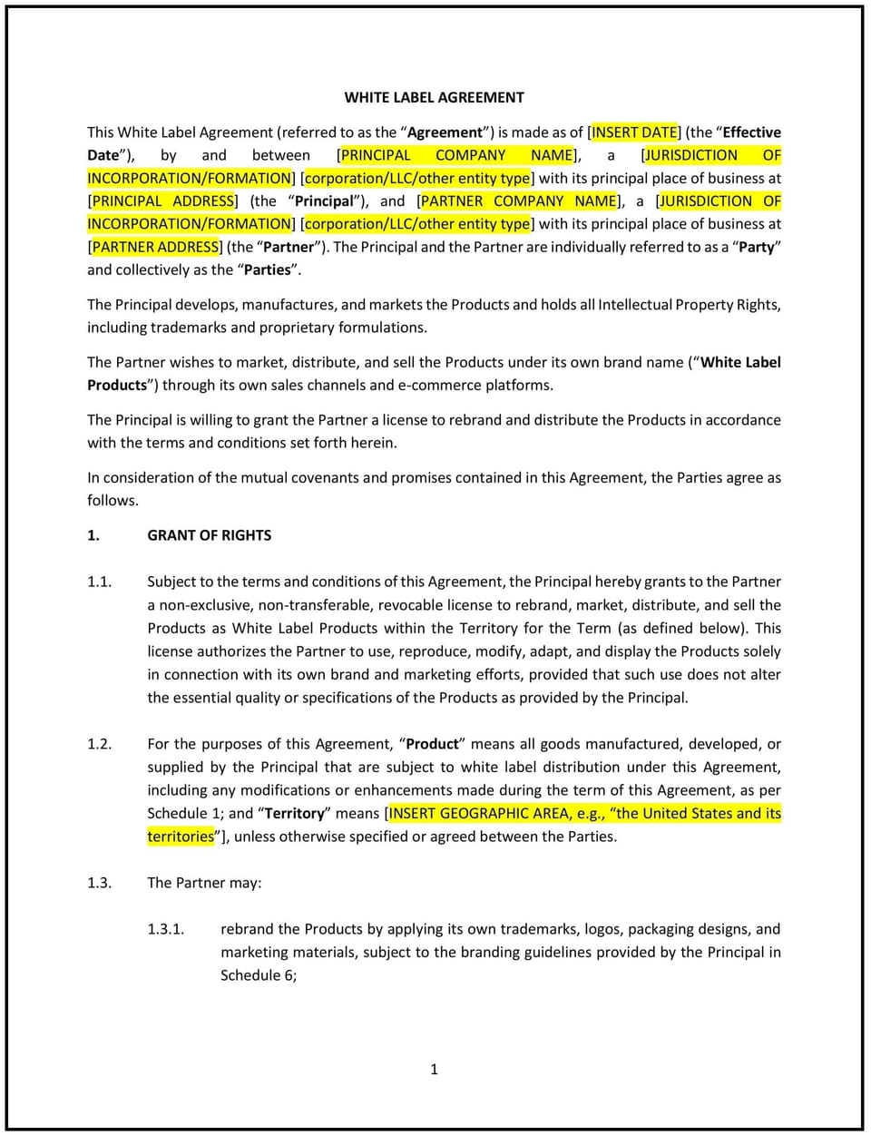 White Label Agreement (South Carolina): Free template