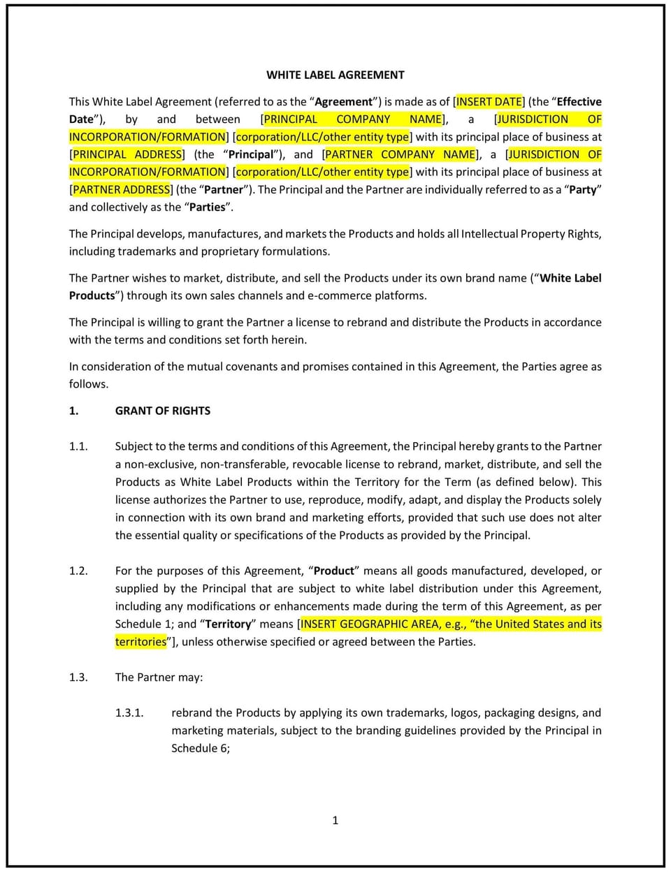 White Label Agreement (South Dakota): Free template